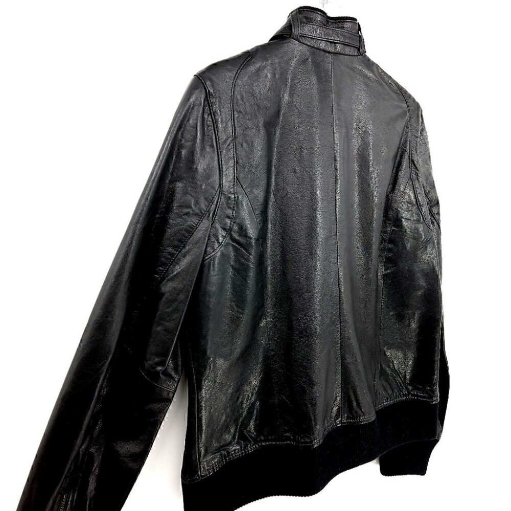 Ruff Hewn Leather Women's L Black Jacket '80s Flashback Zipper Sleeves Stretch - Picture 11 of 16
